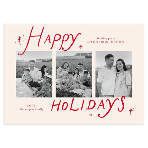 Whimsical Holiday Handwritten Holiday Cards Ruby Signature Blank Portrait  Standard