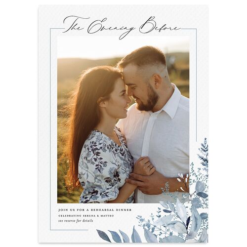 Shining Greenery Rehearsal Dinner Invitations Midnight Navy Signature Blank Standard