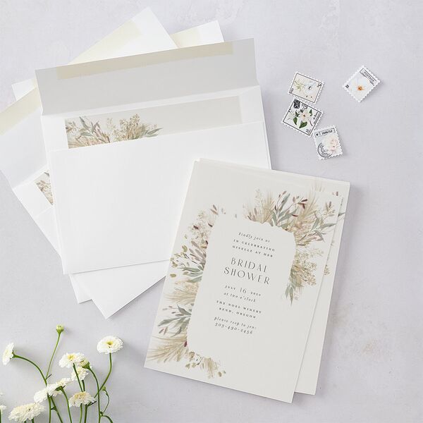 Ethereal Pampas Bridal Shower Invitations Thyme Signature Blank