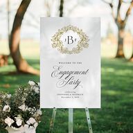 Black Tie Crest Engagement Party Standard Welcome Sign Large Pure White Standard Indoor Foam Core L Welcome