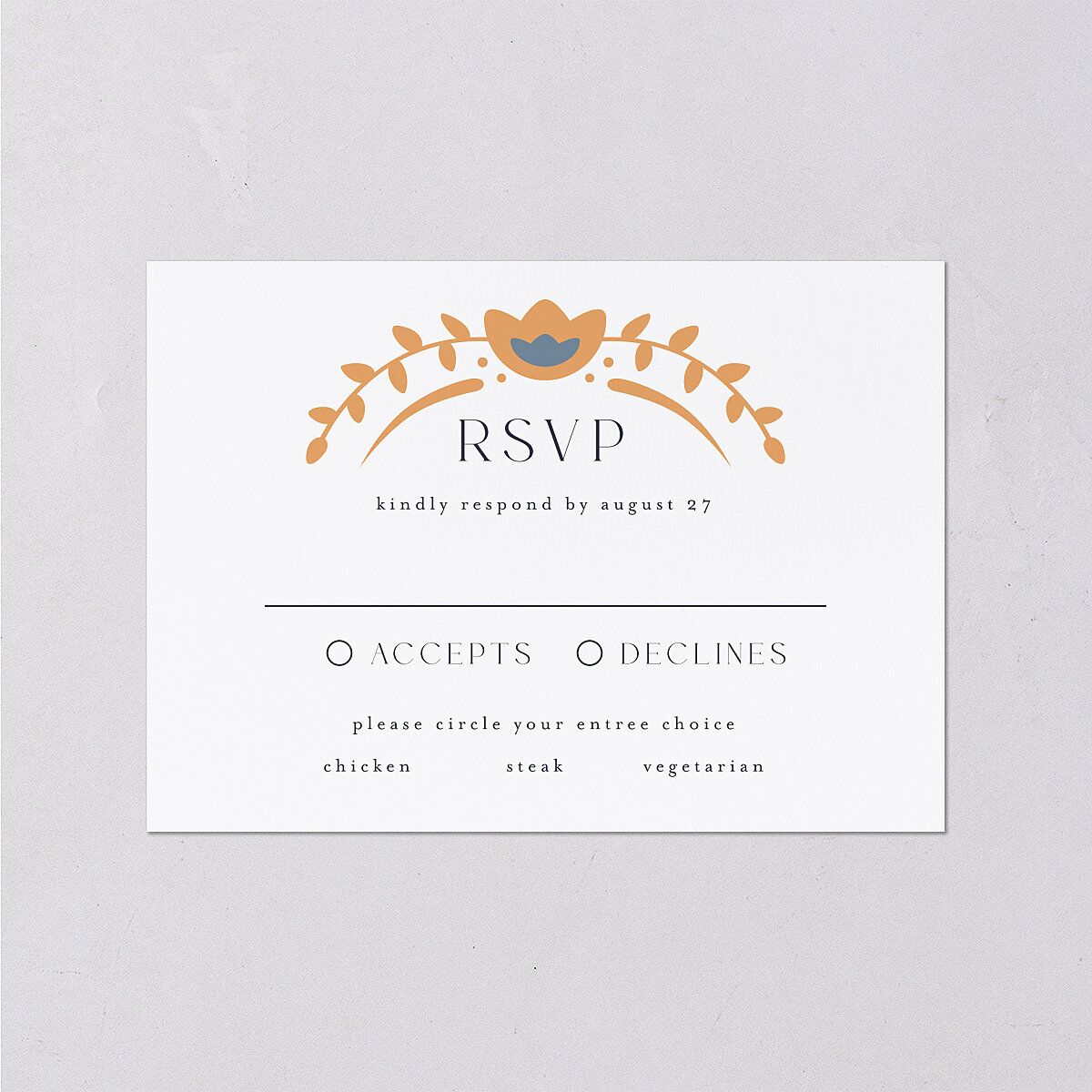 Nordic Folk Wedding Response Cards Dark Navy Signature Standard