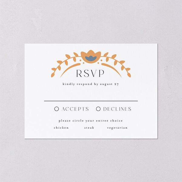 Nordic Folk Wedding Response Cards Dark Navy Signature Standard