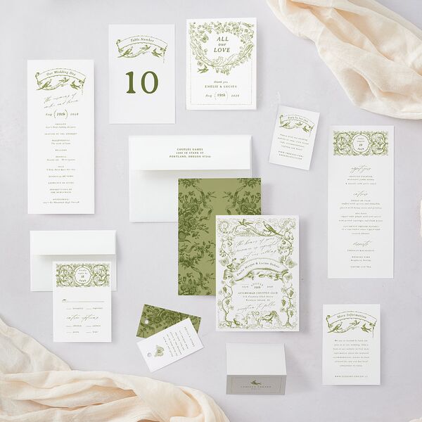 Vintage Toile Thank You Cards Dark Camo