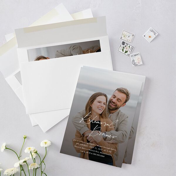 Modern Gallery Rehearsal Dinner Invitations Pure White Signature Blank Standard