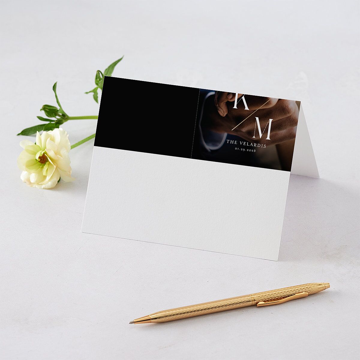 Monogram Slant Foil Thank You Cards — view 1