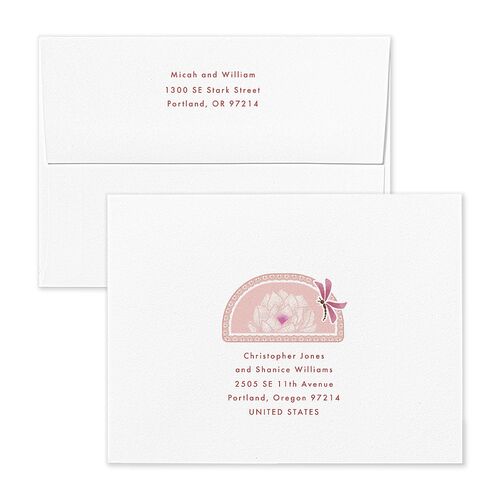 Twilight Pond Thank You Card Envelopes Terracotta Rose Quartz Both Recipient and Return Addresses Signature Standard
