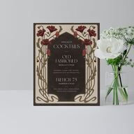 Vintage Nouveau Floral Bar Bended Tabletop Sign X-small Merlot Standard Plastic XS Tabletop Bar