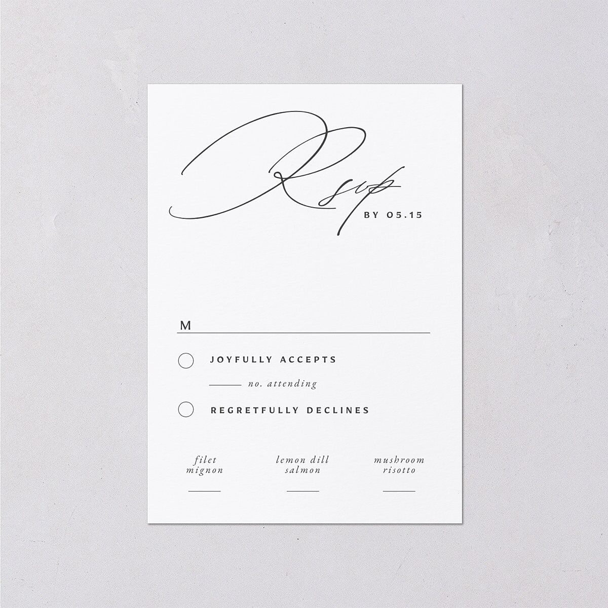 Simply Classic Wedding Response Cards Charcoal Signature Standard
