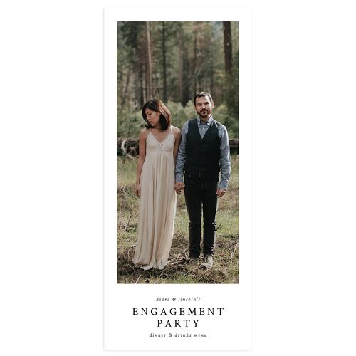 Captured Love Engagement Party Menus Pure White Signature