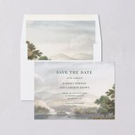 Vintage Landscape Save The Date Cards Dark Green Signature smooth Blank No Standard