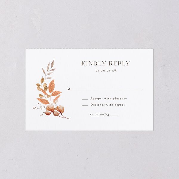 Leafy Rustic Monogram All-in-One Wedding Invitations Raw Sienna Signature Light Both Recipient and Return Addresses No