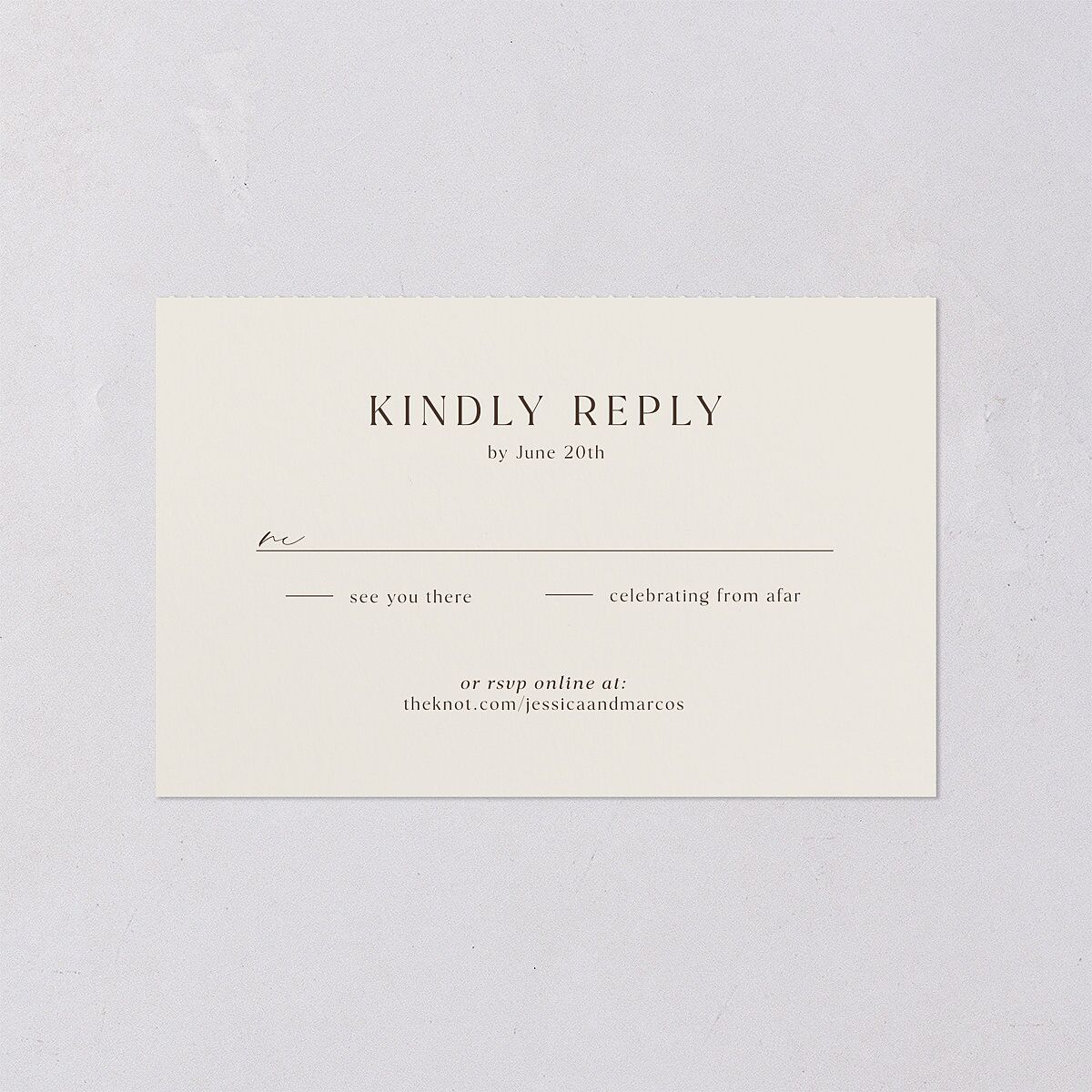 Simple Boho Flowers All-in-One Wedding Invitations Champagne Signature Light Both Recipient and Return Addresses No
