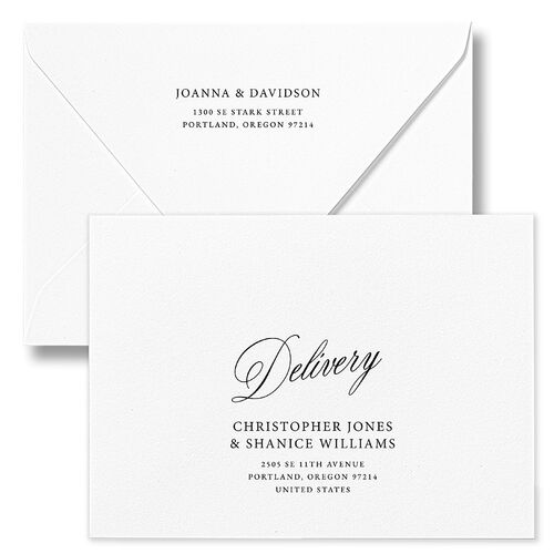 We're Getting Married Rehearsal Dinner Invitation Euro Envelopes Pure White White Both Recipient and Return Addresses Luxe Signature