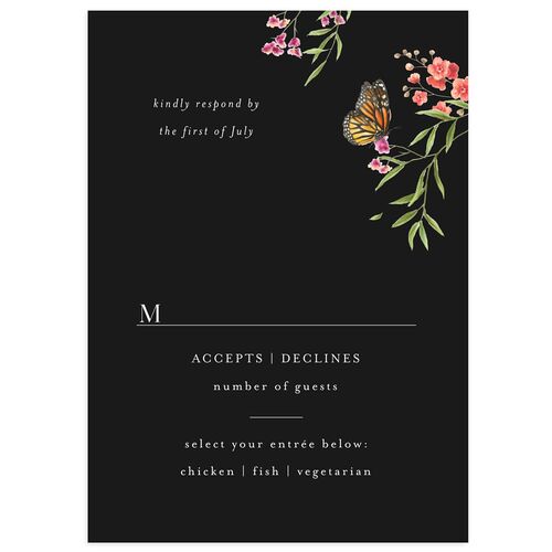 Rustic Butterflies Wedding Response Cards Charcoal Signature Standard