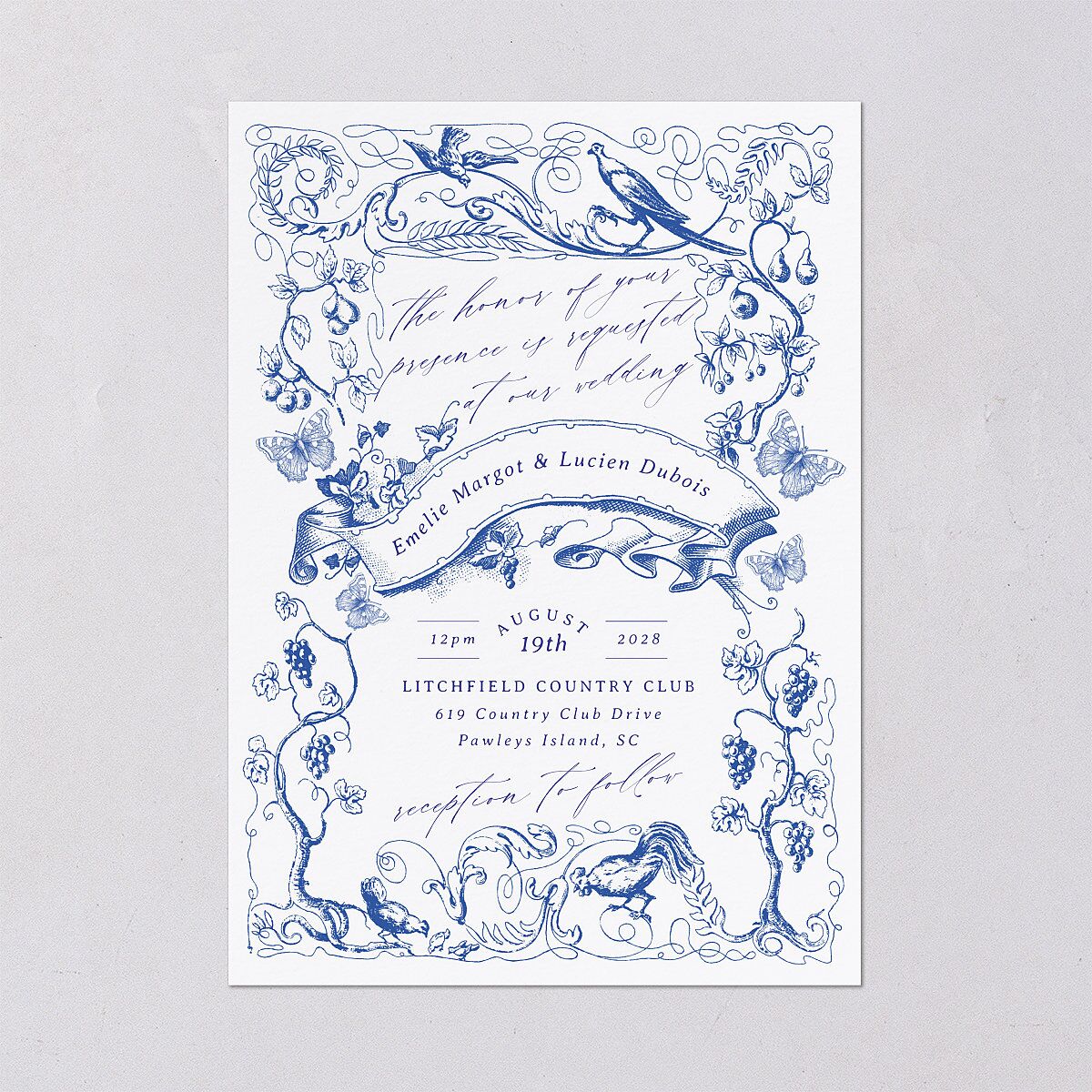 Vintage Toile Wedding Invitations — view 2
