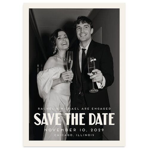 Vintage Art Deco Photo Save the Date Cards Off-White Signature Blank No Standard