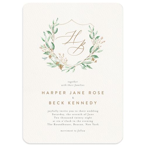 Watercolor Crest Wedding Invitations Mocha Signature Blank No Rounded