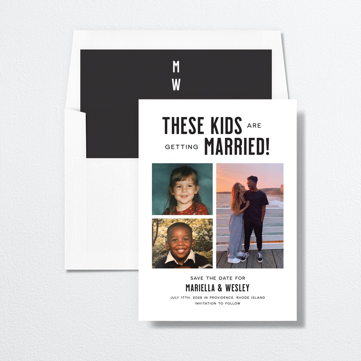These Kids Save the Date Cards Pure White Signature smooth No