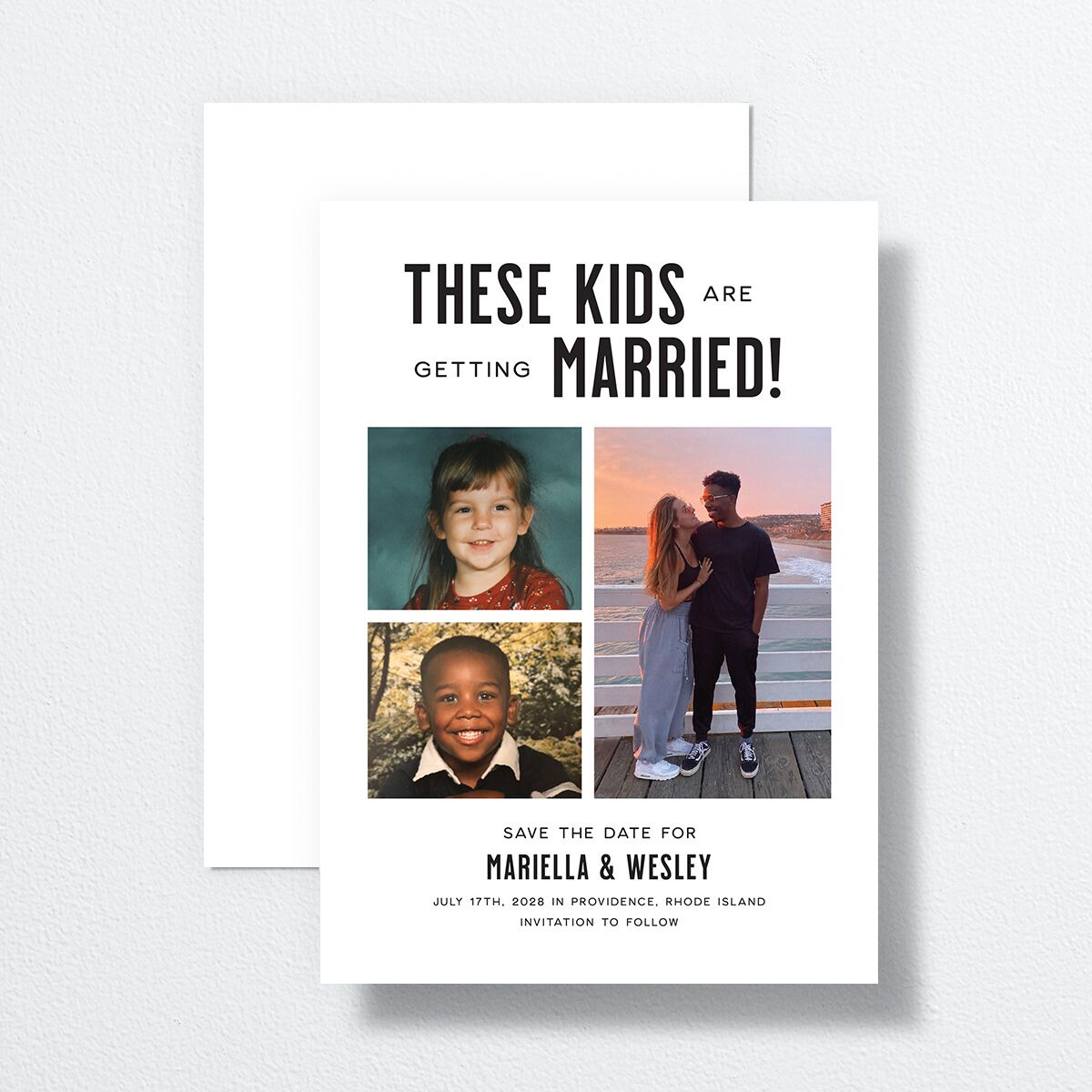 These Kids Save the Date Cards Pure White Signature smooth No