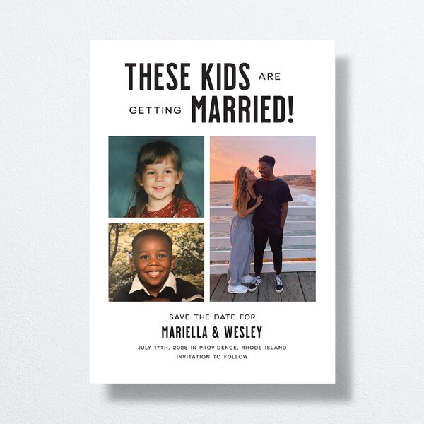 These Kids Save the Date Cards Pure White Signature smooth No