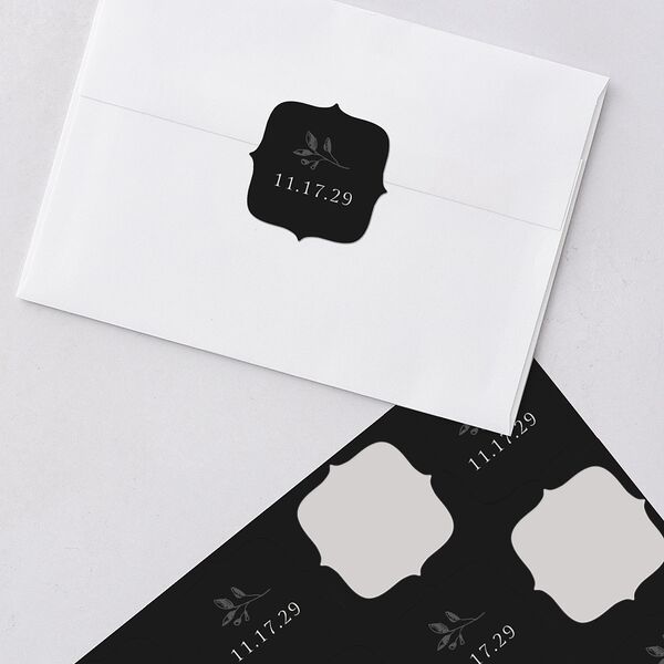 Elegant Botanical Initials Wedding Stickers Pure White Bracket