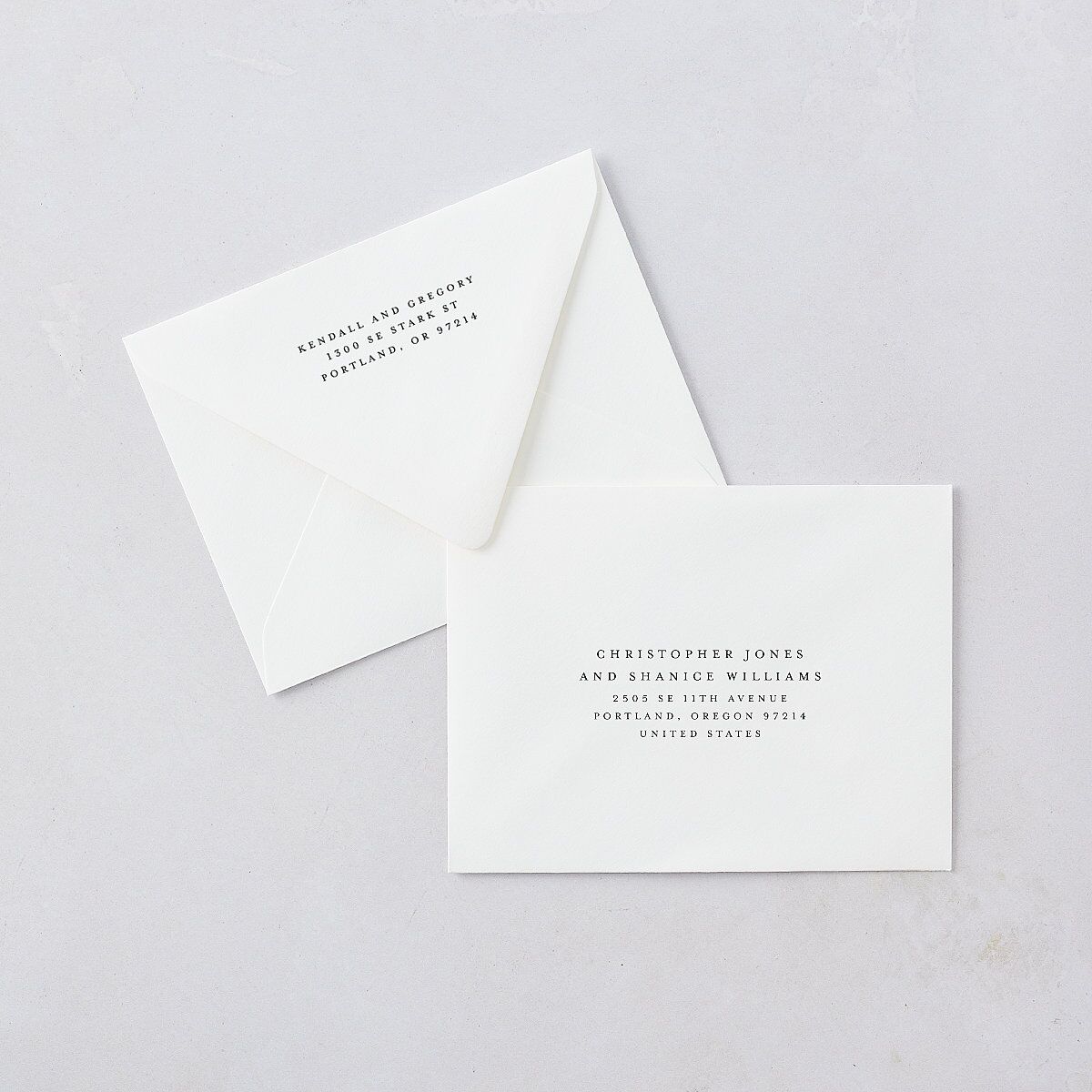Classic Picture Series Thank You Card Euro Envelopes Pure White White Both Recipient and Return Addresses Luxe Signature