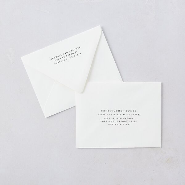 Classic Picture Series Thank You Card Euro Envelopes Pure White White Both Recipient and Return Addresses Luxe Signature
