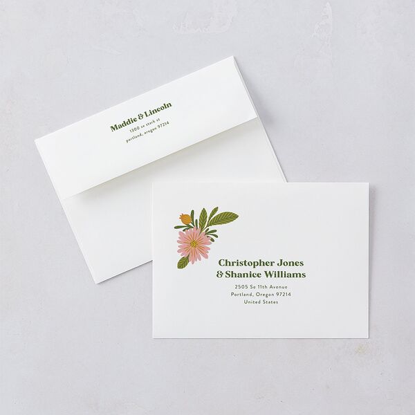 Retro Bloom Wedding Invitations Peach Pink Signature Blank No Standard