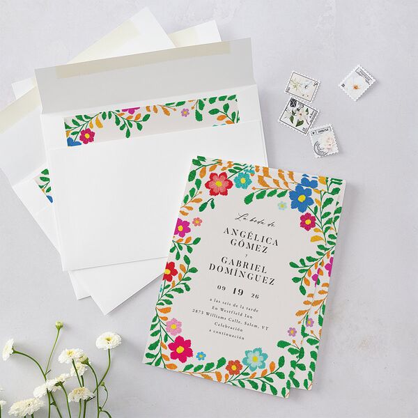 Bordados Florales Wedding Invitations Off-White Signature Blank No Standard