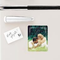 Glamorous Crown Monogram Crest Save The Date Magnets by Bridgerton Pure White Magnet Paper