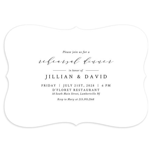 Classic Greenery Rehearsal Dinner Invitations Pure White Signature Blank Bracket