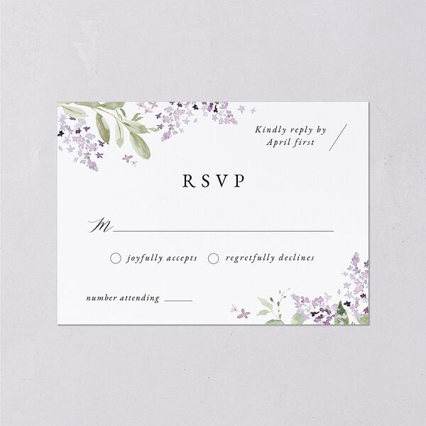 Delicate Lilac Wedding Response Cards Amethyst Signature Standard