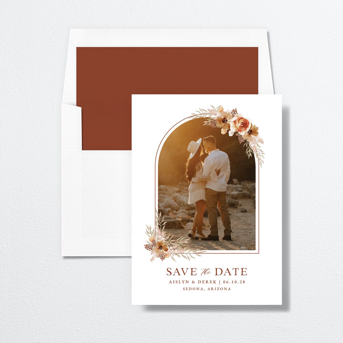 Boho Photo Save the Date Cards Copper Signature smooth No