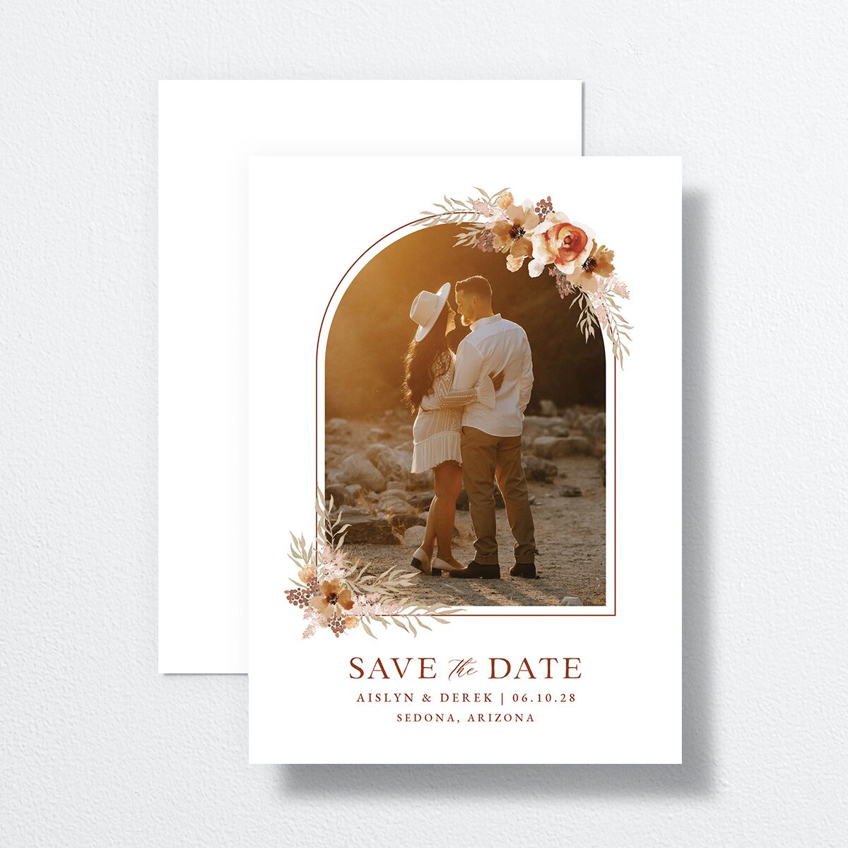 Boho Photo Save the Date Cards Copper Signature smooth No