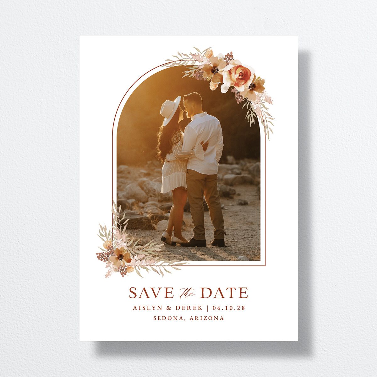 Boho Photo Save the Date Cards Copper Signature smooth No