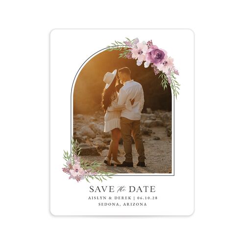Boho Photo Save The Date Magnets Soft Berry Magnet Paper