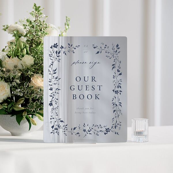 Timeless Floral Mirrored Acrylic Tabletop Sign Small Dusty Blue Mirrored Acrylic S Tabletop Table Standard