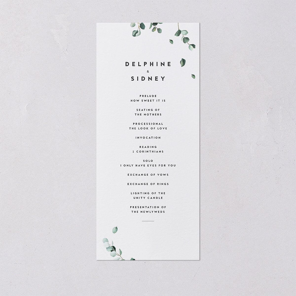 Modern Eucalyptus Wedding Programs Pure White Signature