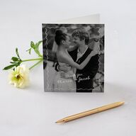 Lovebird Wavy Frame Photo Thank You Cards Pure White