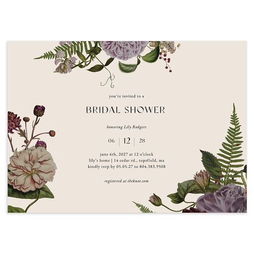 Gothic Floral Bridal Shower Invitations Plum Signature Blank Standard