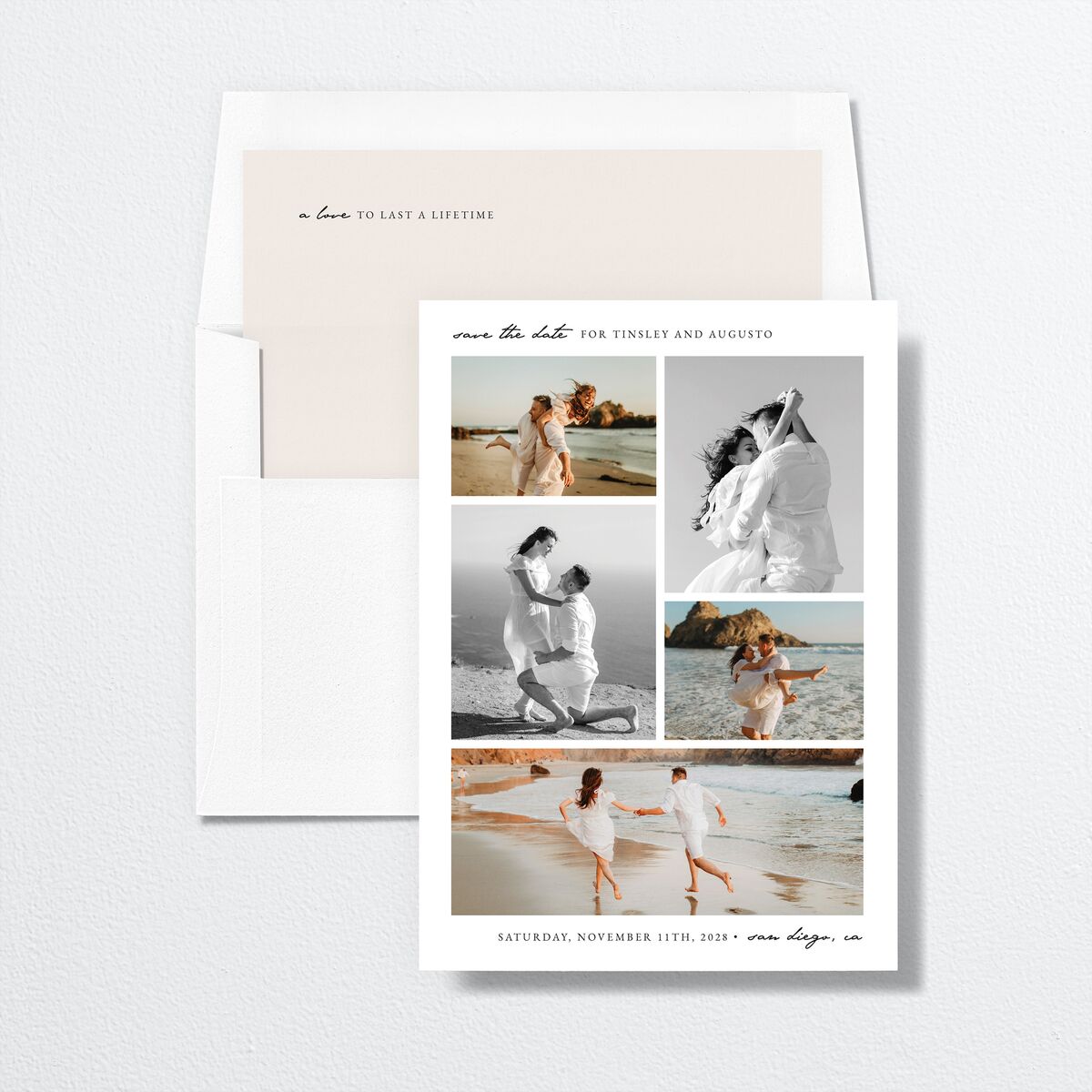 Romantic Gallery Save the Date Cards Pure White Signature smooth No
