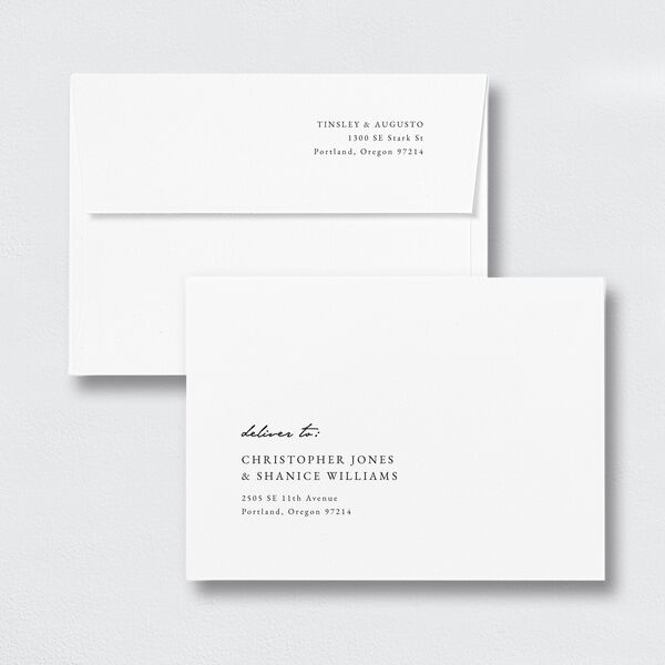 Romantic Gallery Save The Date Card Envelopes Pure White White Standard Both Recipient and Return Addresses