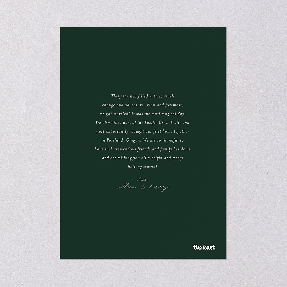 Pinecone Frame Holiday Cards Dark Green Signature Blank