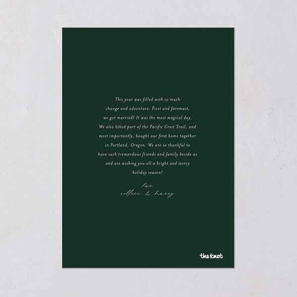 Pinecone Frame Holiday Cards Dark Green Signature Blank