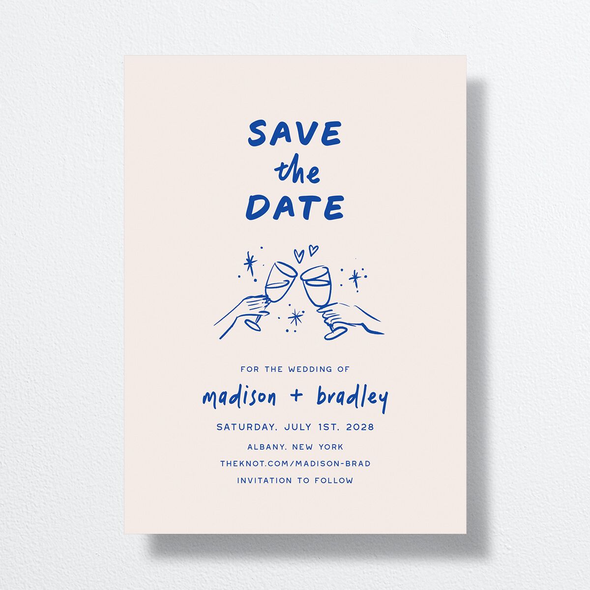 Hand Drawn Cheers Save the Date Cards Jewel Blue Signature smooth No
