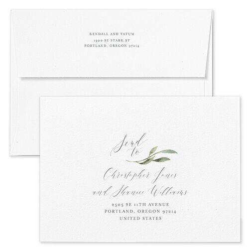 Muted Floral Wedding Invitation Envelopes Rose Dusty Blue Return Address Standard Signature