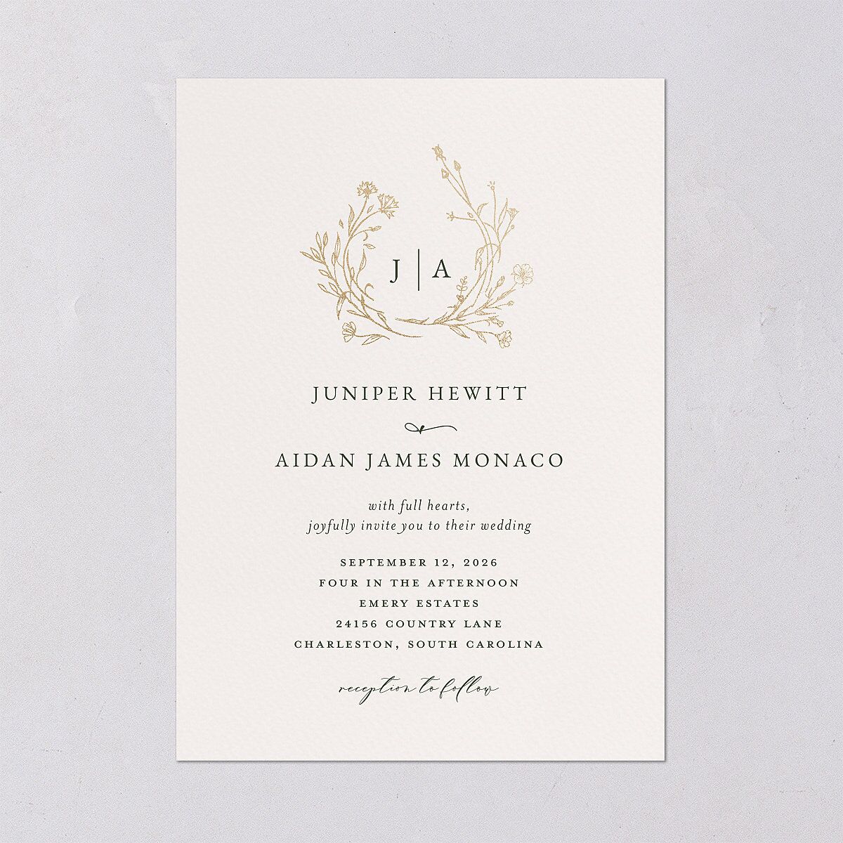 Gilded Monogram Wedding Invitations — view 2