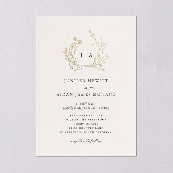 Gilded Monogram Wedding Invitations Gold Dark Camo Signature Blank No Standard