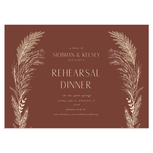 Regal Pampas Rehearsal Dinner Invitations Chestnut Signature Blank Standard