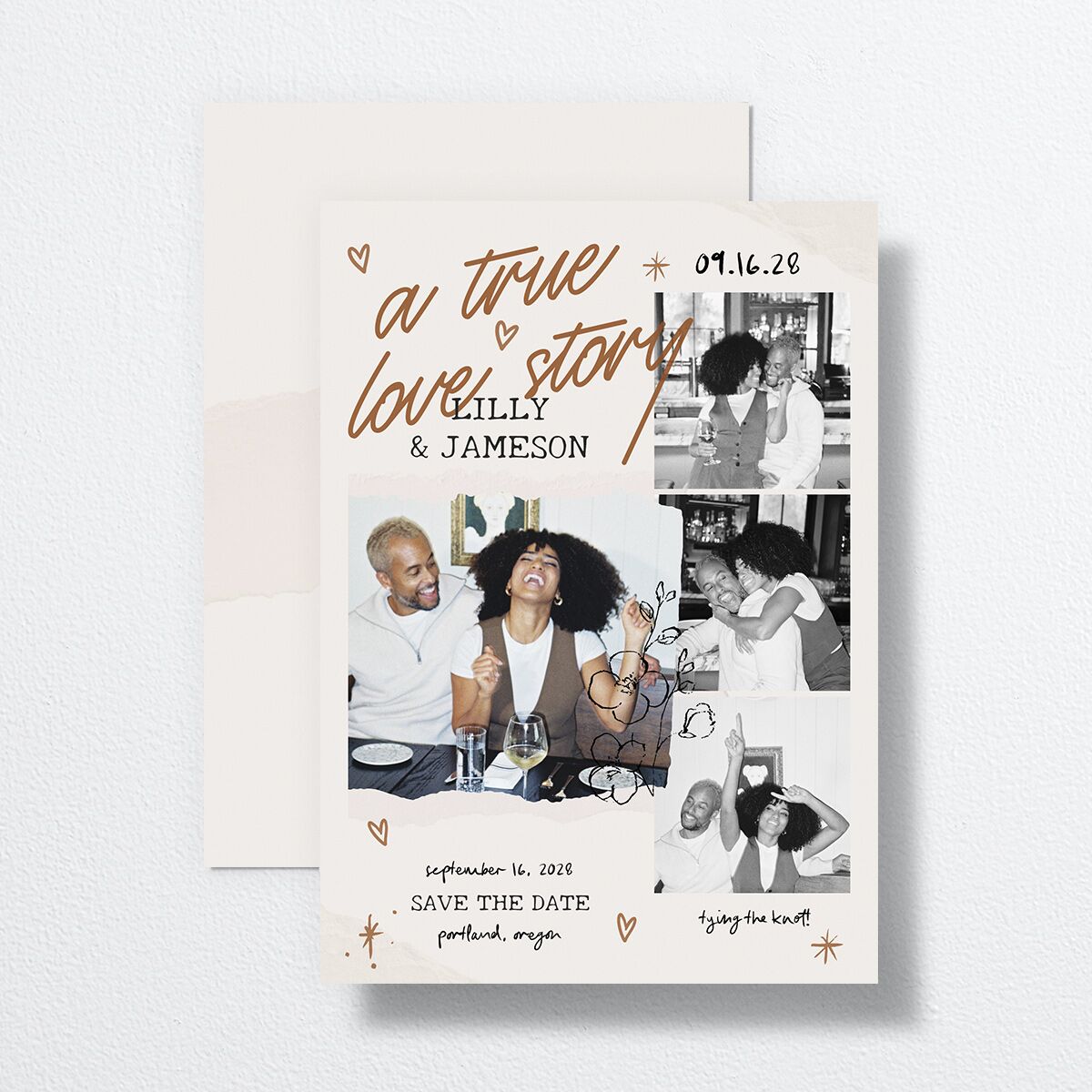 Mood Board Save the Date Cards Linen Signature smooth No